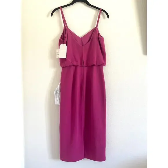 *NWT Dress The Population Alondra Blouson Tank Pencil Skirt Midi Dress Pink S - Picture 3 of 9